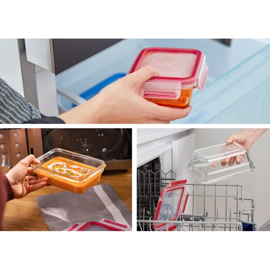 Tefal - Харчовий контейнер 1,3 л MSEAL GLASS червоний/скло