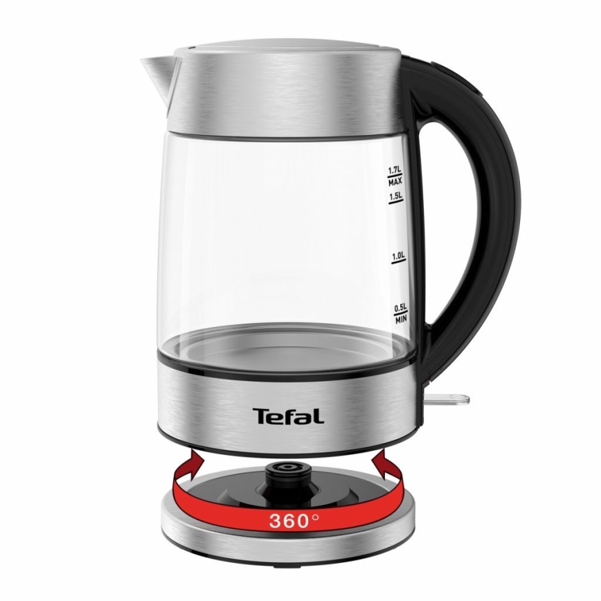 Tefal - Электрочайник GLASS 1,7 л  2200W/230V матовый хром