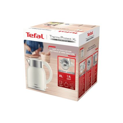 Tefal - Электрочайник THERMO PROTECT XL 1,9 л 1650W/230V нержавеющая сталь/белый