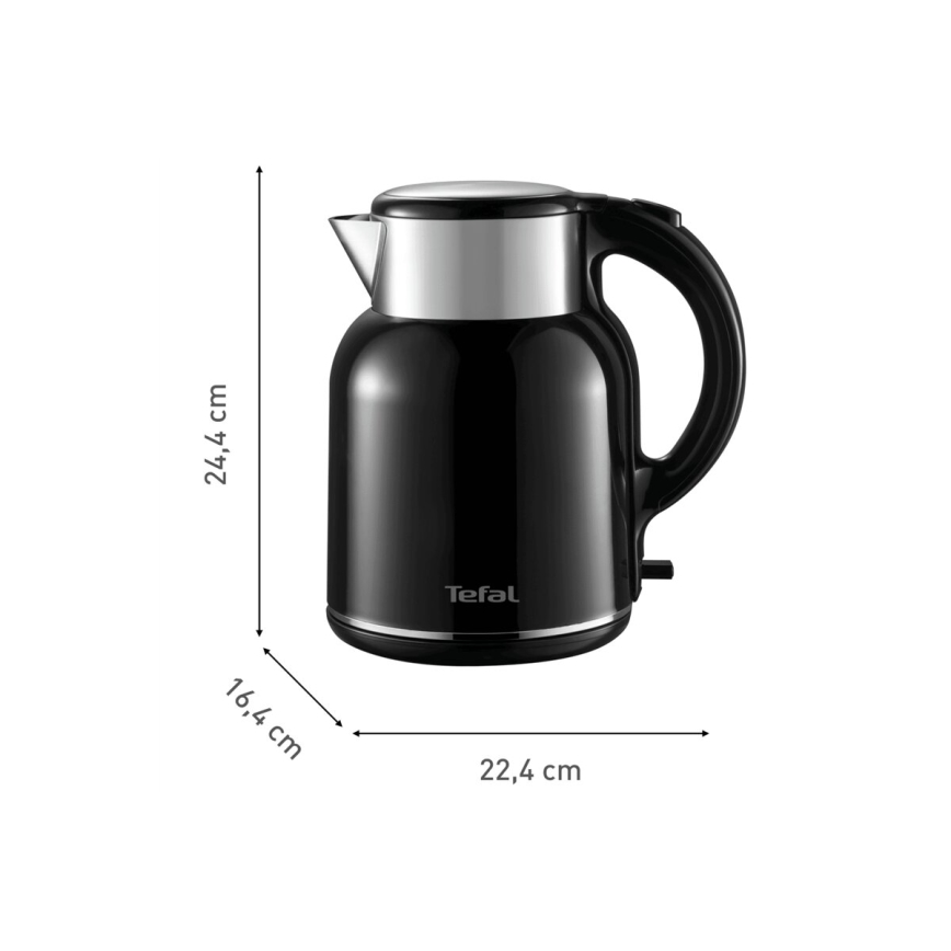 Tefal - Электрочайник THERMO PROTECT XL 1,9 л 1650W/230V нержавеющая сталь/черный