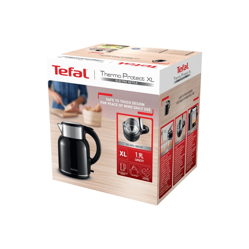 Tefal - Электрочайник THERMO PROTECT XL 1,9 л 1650W/230V нержавеющая сталь/черный