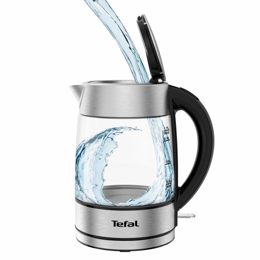 Tefal - Электрочайник GLASS 1,7 л  2200W/230V матовый хром