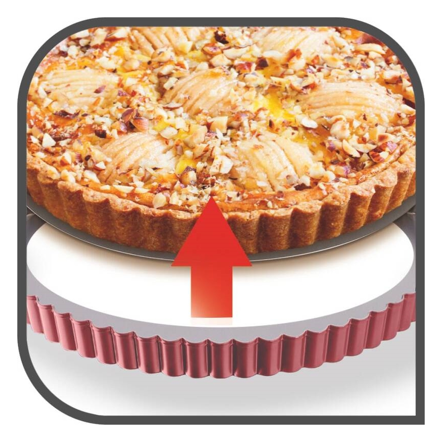 Tefal - Форма для пирога зі знімним дном DELIBAKE 28 см червоний