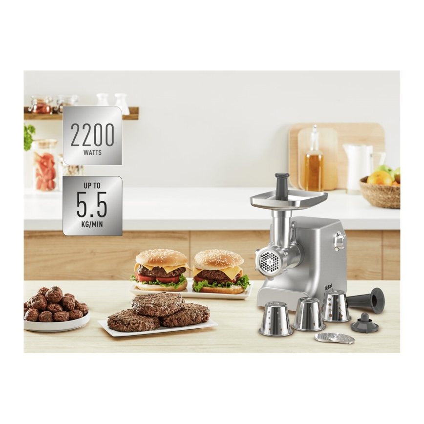 Tefal - Мясорубка 8в1 2200W/230V серебристый