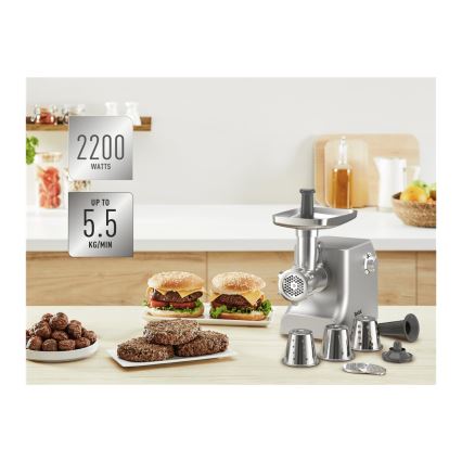 Tefal - М'ясорубка 8в1 2200W/230V срібний