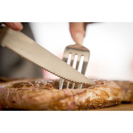 Тефаль - набір із 4 ножів для стейка АЙС ФОРС, 11 см, з нержавіючої сталі, глянцевий хром/чорний