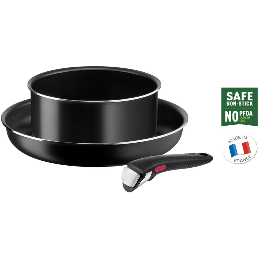 Tefal - Набір посуду 3 шт. INGENIO EASY COOK & CLEAN BLACK