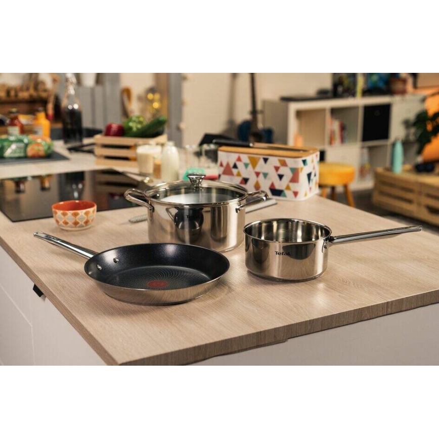 Tefal - Набір посуду 9 шт. COOK EAT з нержавіючої сталі