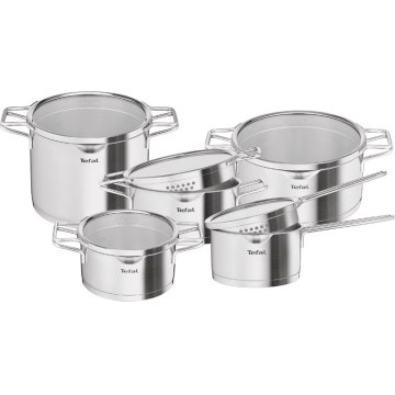 Tefal - Набір каструль 10 шт NORDICA з нержавіючої сталі