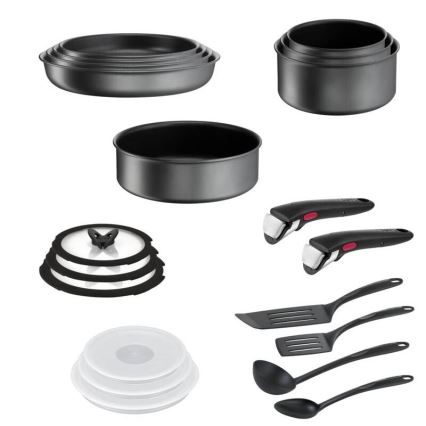 Tefal - Набор посуды 20 шт. INGENIO DAILY CHEF ON черный