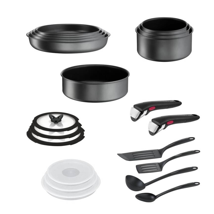 Tefal - Набор посуды 20 шт. INGENIO DAILY CHEF ON черный