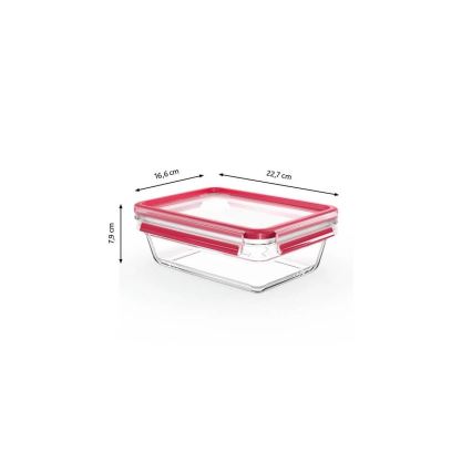 Tefal - Пищевой контейнер 1,3 л MSEAL GLASS красный/стекло