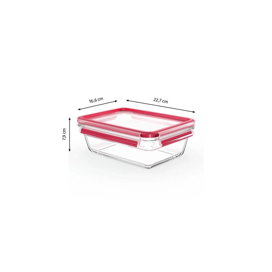 Tefal - Пищевой контейнер 1,3 л MSEAL GLASS красный/стекло