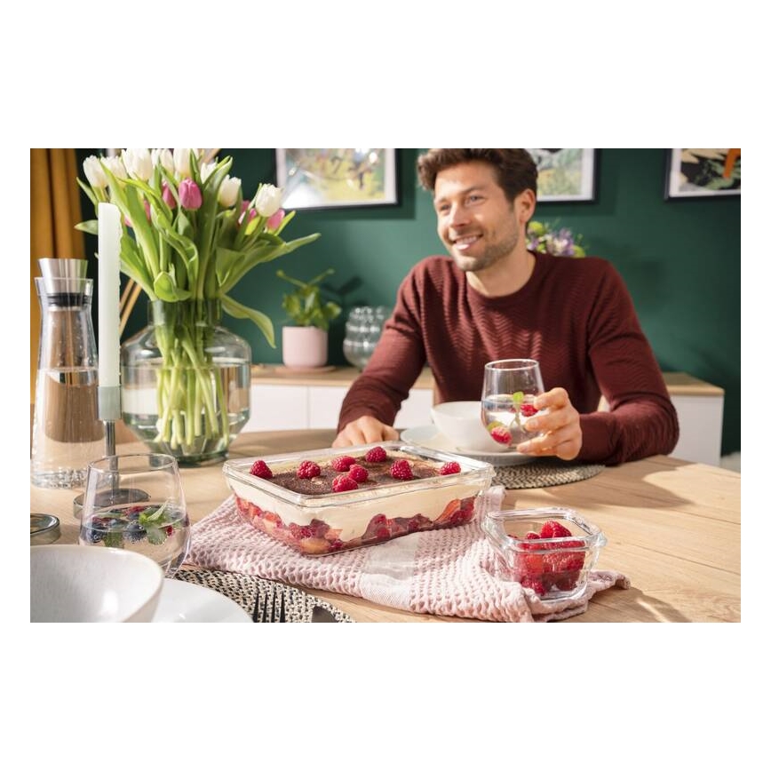 Tefal - Пищевой контейнер 3 л MSEAL GLASS красный/стекло