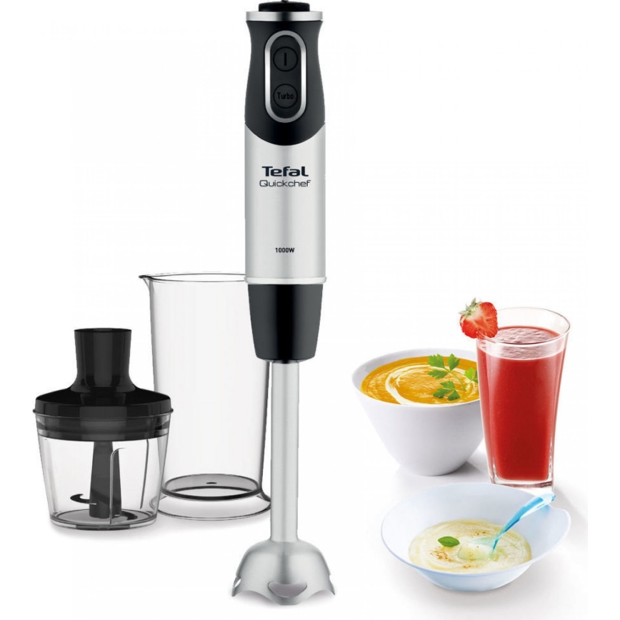 Tefal - Погружной блендер QUICKCHEF 2в1 1000W/230V матовый хром/черный