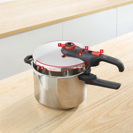 Tefal - скороварка 6 л SECURE TRENDY + набір з 5 предметів INGENIO EMOTION