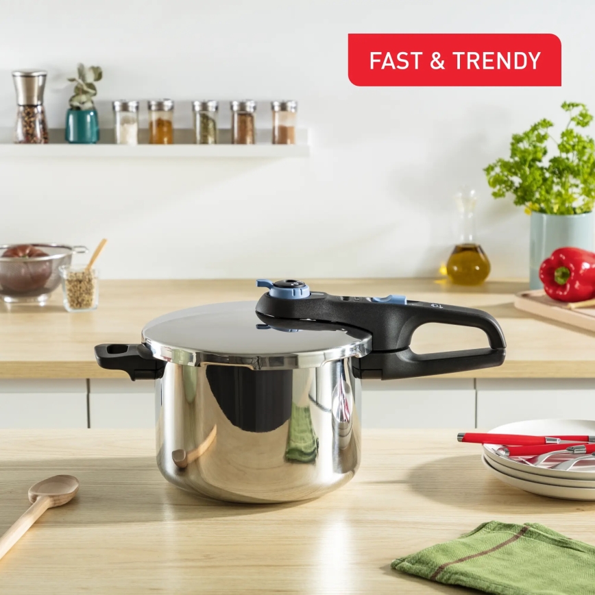 Tefal - Скороварка 6 л SECURE TRENDY нержавіюча сталь