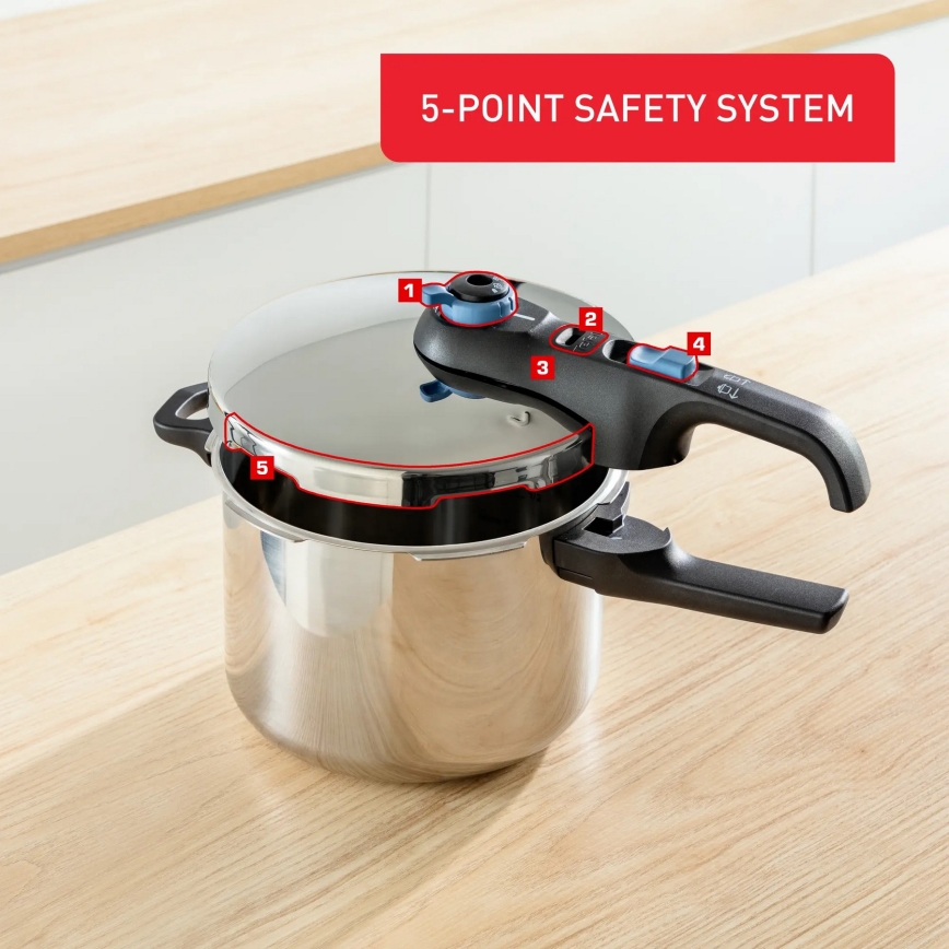 Tefal - Скороварка 6 л SECURE TRENDY нержавіюча сталь