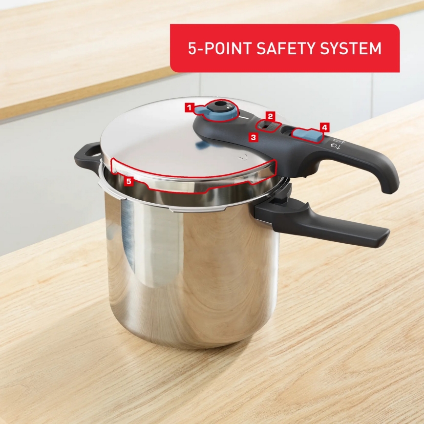 Tefal - Скороварка 8 л SECURE TRENDY нержавіюча сталь