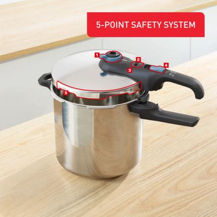 Tefal - Скороварка 8 л SECURE TRENDY нержавіюча сталь