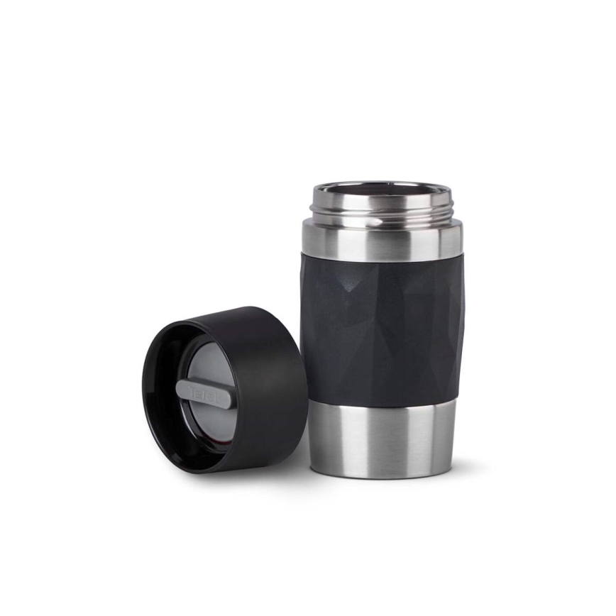 Tefal - Термочашка 300 мл COMPACT MUG нержавіюча сталь/чорний