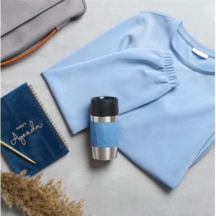 Tefal - Термочашка 300 мл COMPACT MUG нержавіюча сталь/синій