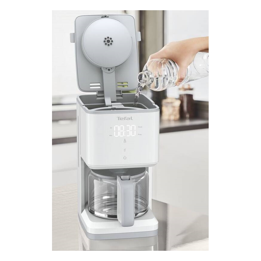 Tefal - Капельная кофеварка с ЖК-дисплеем SENSE 1000W/230V белый