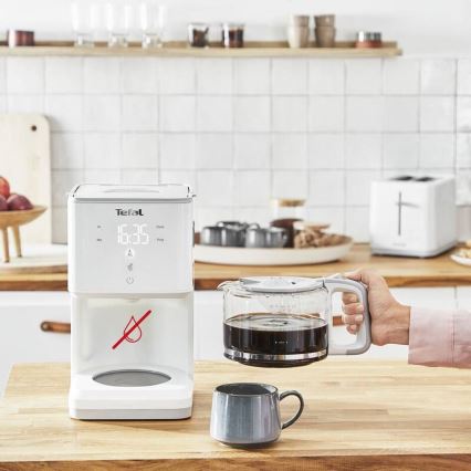 Tefal - Капельная кофеварка с ЖК-дисплеем SENSE 1000W/230V белый