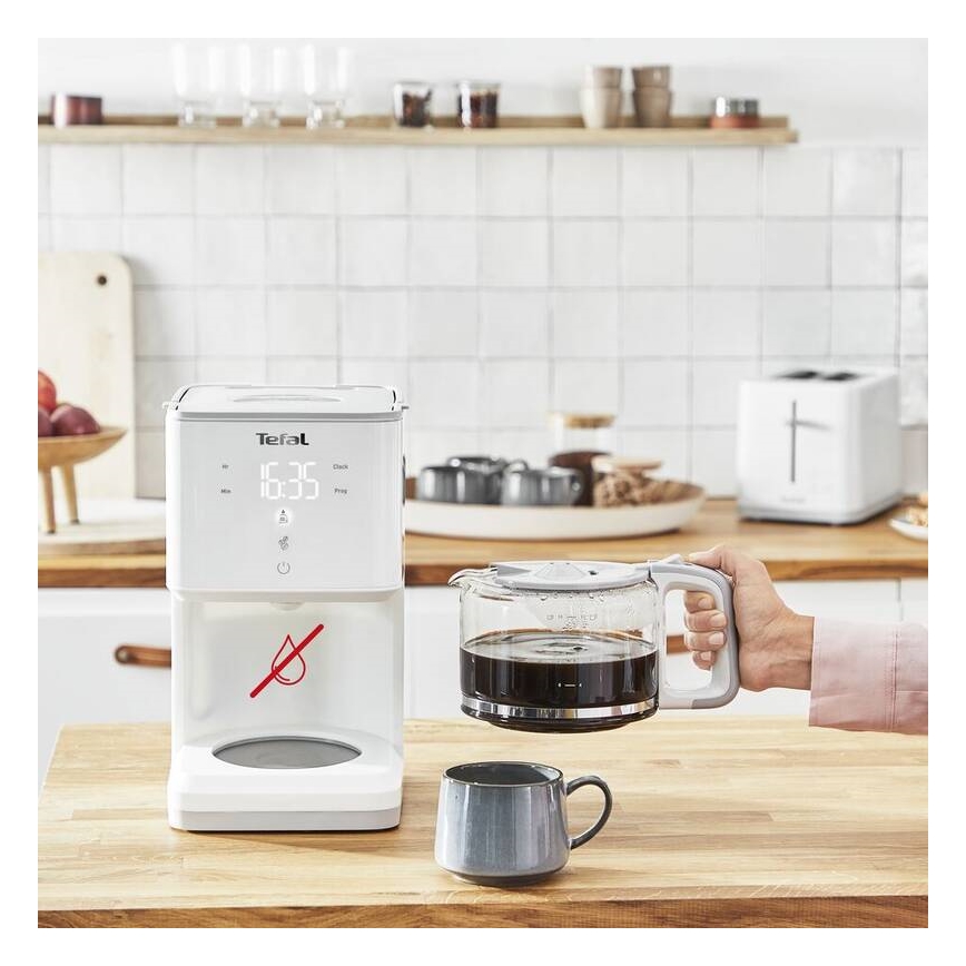 Tefal - Капельная кофеварка с ЖК-дисплеем SENSE 1000W/230V белый