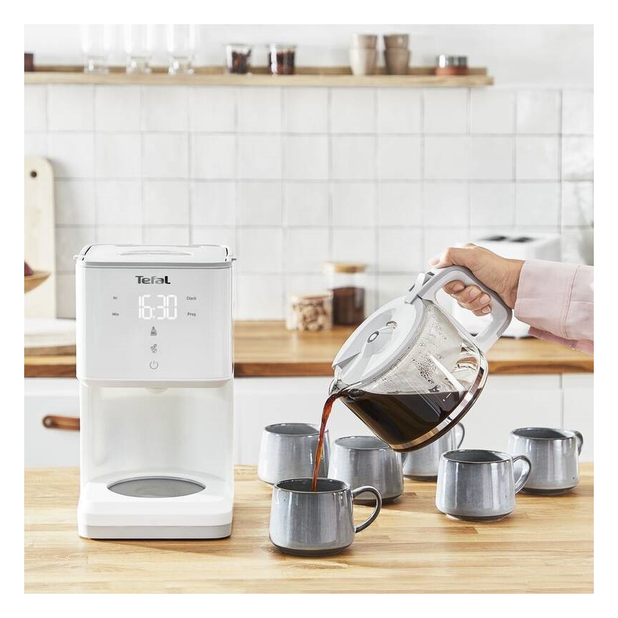 Tefal - Капельная кофеварка с ЖК-дисплеем SENSE 1000W/230V белый