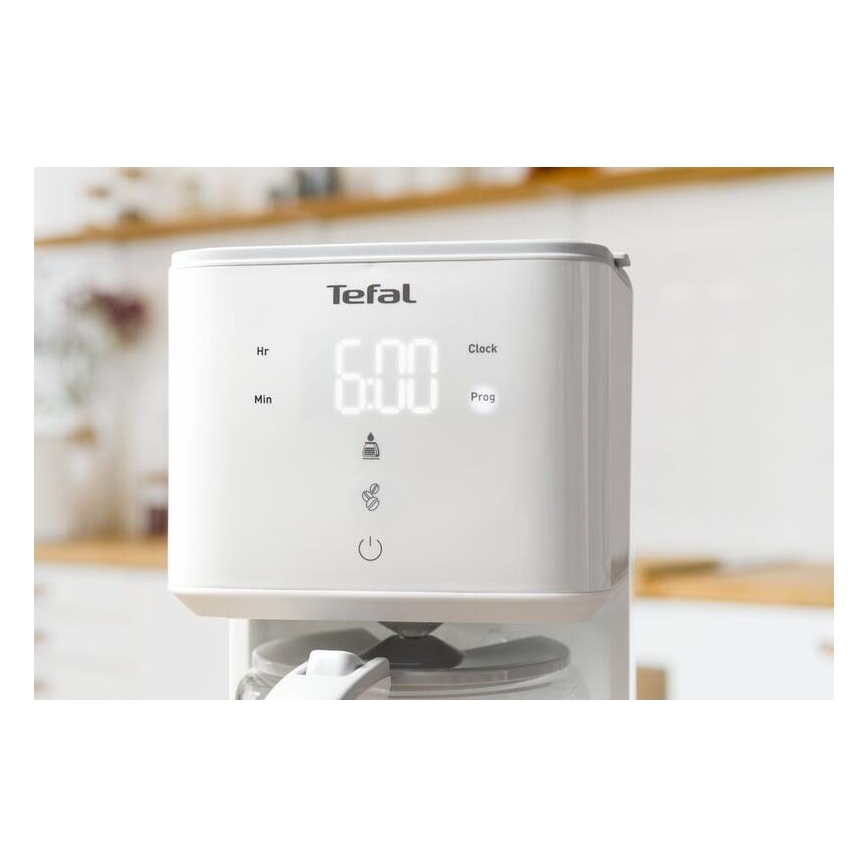 Tefal - Капельная кофеварка с ЖК-дисплеем SENSE 1000W/230V белый