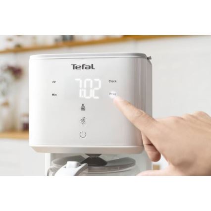 Tefal - Капельная кофеварка с ЖК-дисплеем SENSE 1000W/230V белый