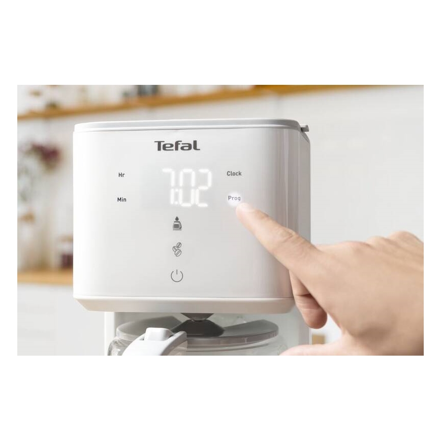 Tefal - Капельная кофеварка с ЖК-дисплеем SENSE 1000W/230V белый