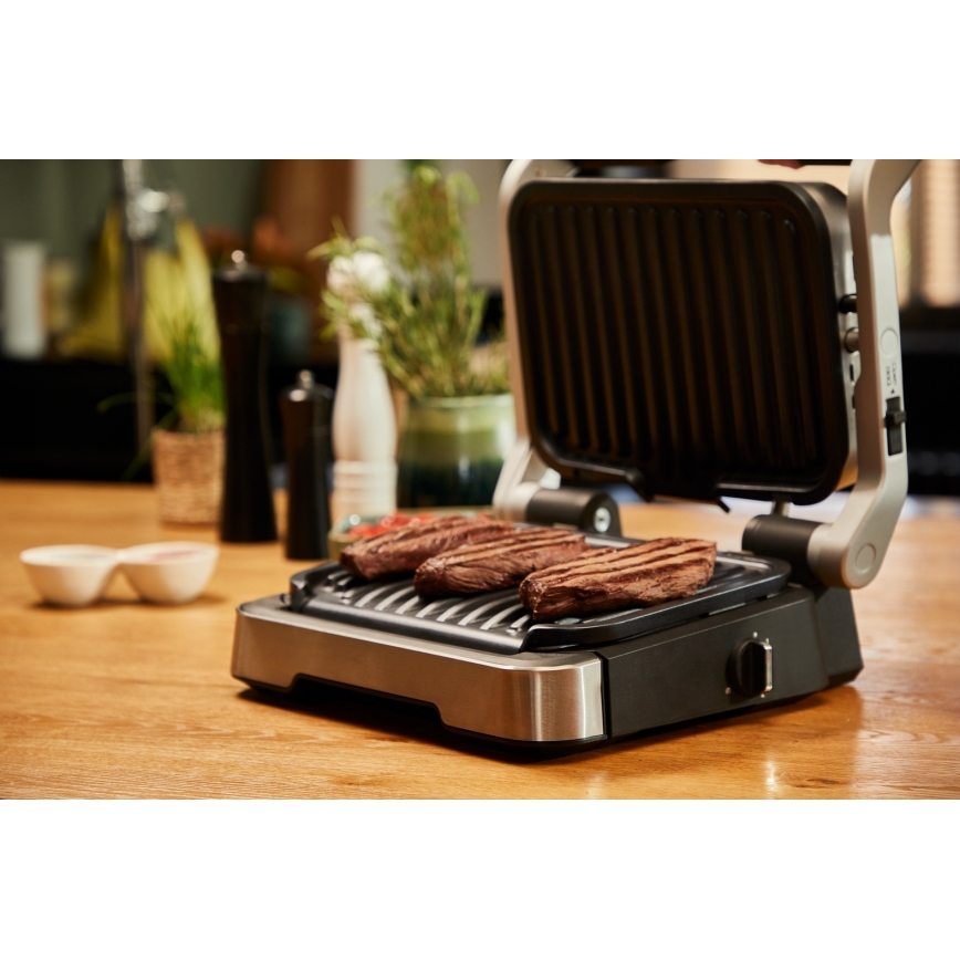 Tefal - Контактний гриль OPTIGRILL 2100W/230V матовий хром