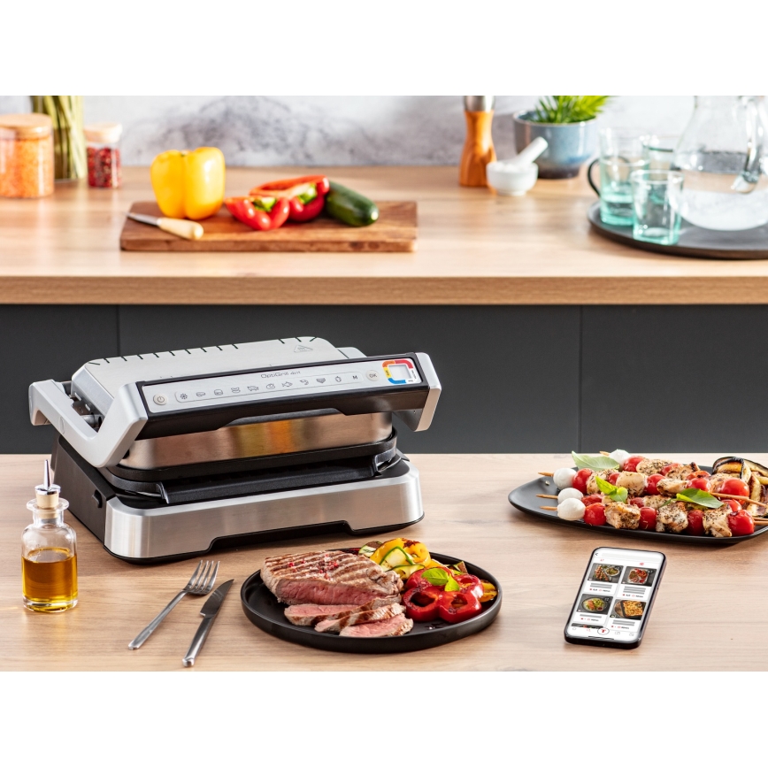Tefal - Контактний гриль OPTIGRILL 2100W/230V матовий хром