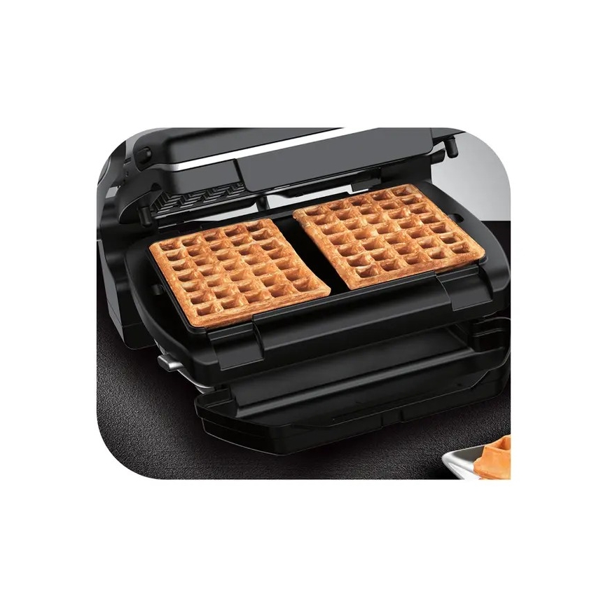 Tefal - Контактный гриль OPTIGRILL+ INOX WAFFLES 2000W/230V черный/хром