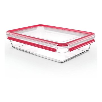 Tefal - Контейнер для хранения продуктов MSEAL GLASS, 3 л, красный/стекло