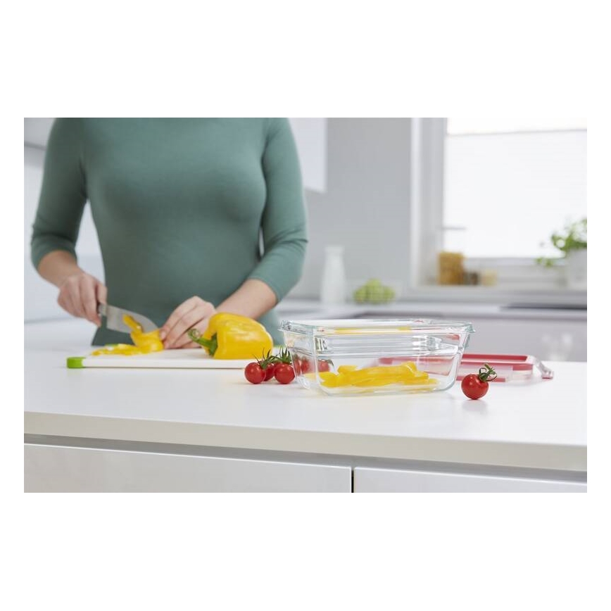 Tefal - Контейнер для продуктів 0,85 л MSEAL GLASS червоний/скло