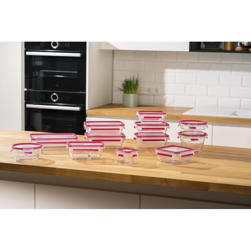 Tefal - Контейнер для продуктов 0,8 л MSEAL GLASS красный/стекло