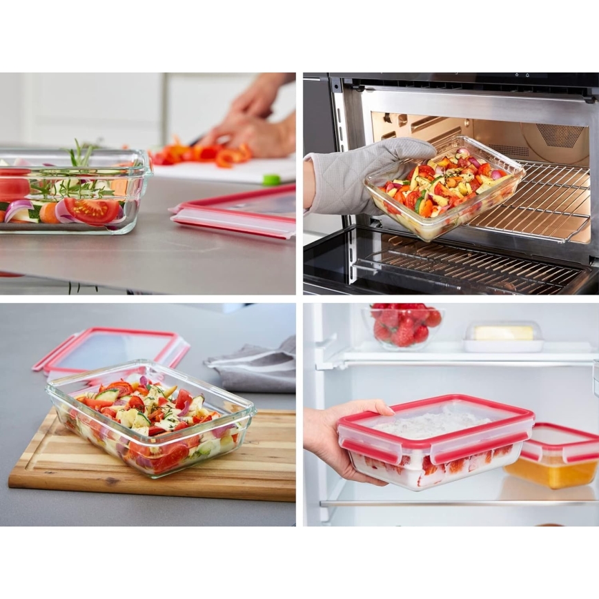 Tefal - Контейнер для продуктов 0,8 л MSEAL GLASS красный/стекло