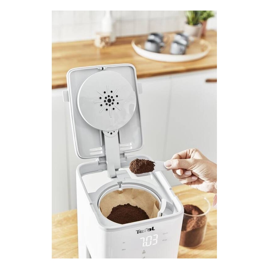 Tefal - Крапельна кавоварка з РК-дисплеєм SENSE 1000W/230V білий
