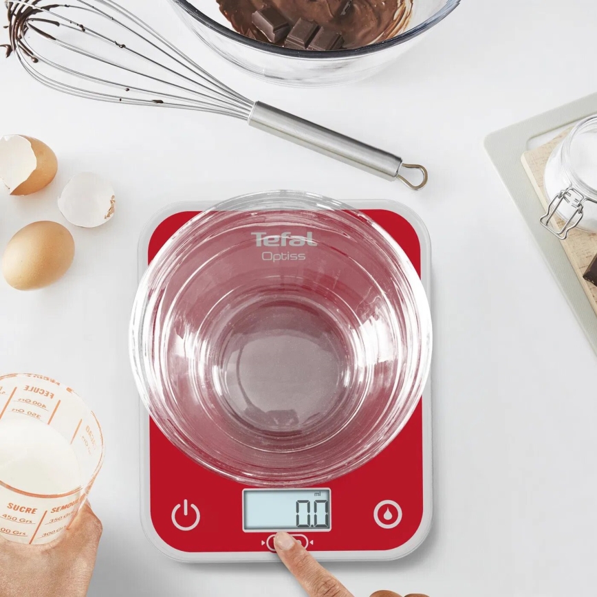 Tefal - Кухонні ваги OPTISS 2xAAA червоний