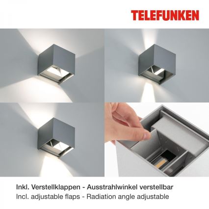 Telefunken 303404TF - LED Зовнішній настінний світильник LED/7W/230V IP44 сріблястий