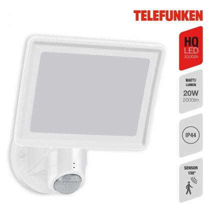 Telefunken 304406TF - Светодиодный уличный настенный прожектор с датчиком LED/20W/230V IP44