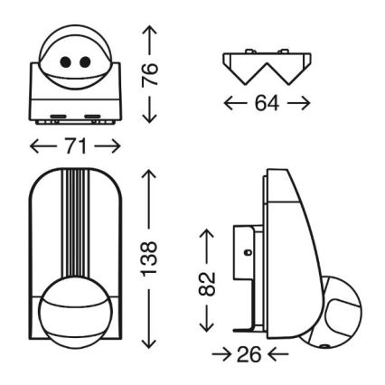 Telefunken 306504TF - Вуличний датчик руху 180° IP44 срібний