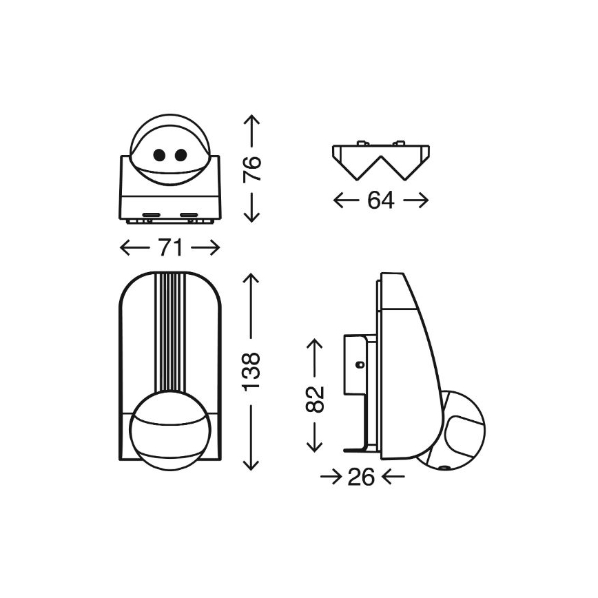 Telefunken 306504TF - Вуличний датчик руху 180° IP44 срібний