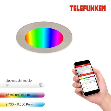 Telefunken 309302TF - LED RGBW Вбудований стельовий світильник для ванної з регулюванням яскравості LED/6W/230V 2700-6500K IP23 Wi-Fi Tuya