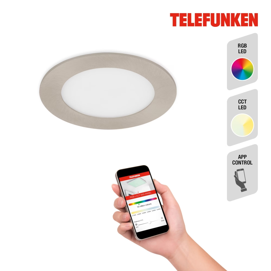 Telefunken 309302TF - LED RGBW Вбудований стельовий світильник для ванної з регулюванням яскравості LED/6W/230V 2700-6500K IP23 Wi-Fi Tuya