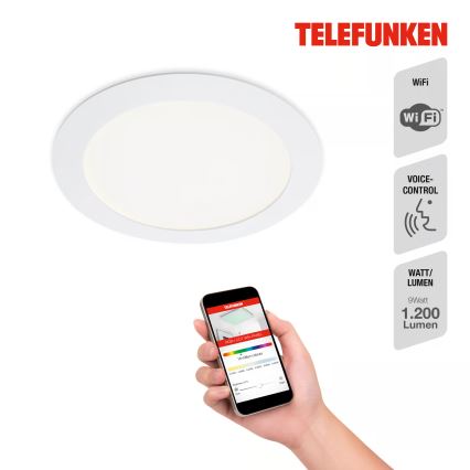 Telefunken 309406TF - LED RGBW димований вбудований стельовий світильник FRAME LED/12W/230V 2700-6500K Wi-Fi Tuya білий