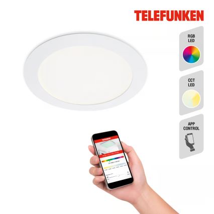 Telefunken 309406TF - LED RGBW димований вбудований стельовий світильник FRAME LED/12W/230V 2700-6500K Wi-Fi Tuya білий